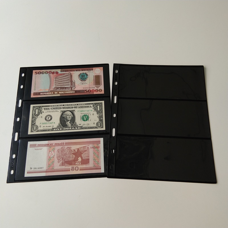 3 Pocket Poly fekete valuta tároló portfólió oldal deviza számlákhoz
